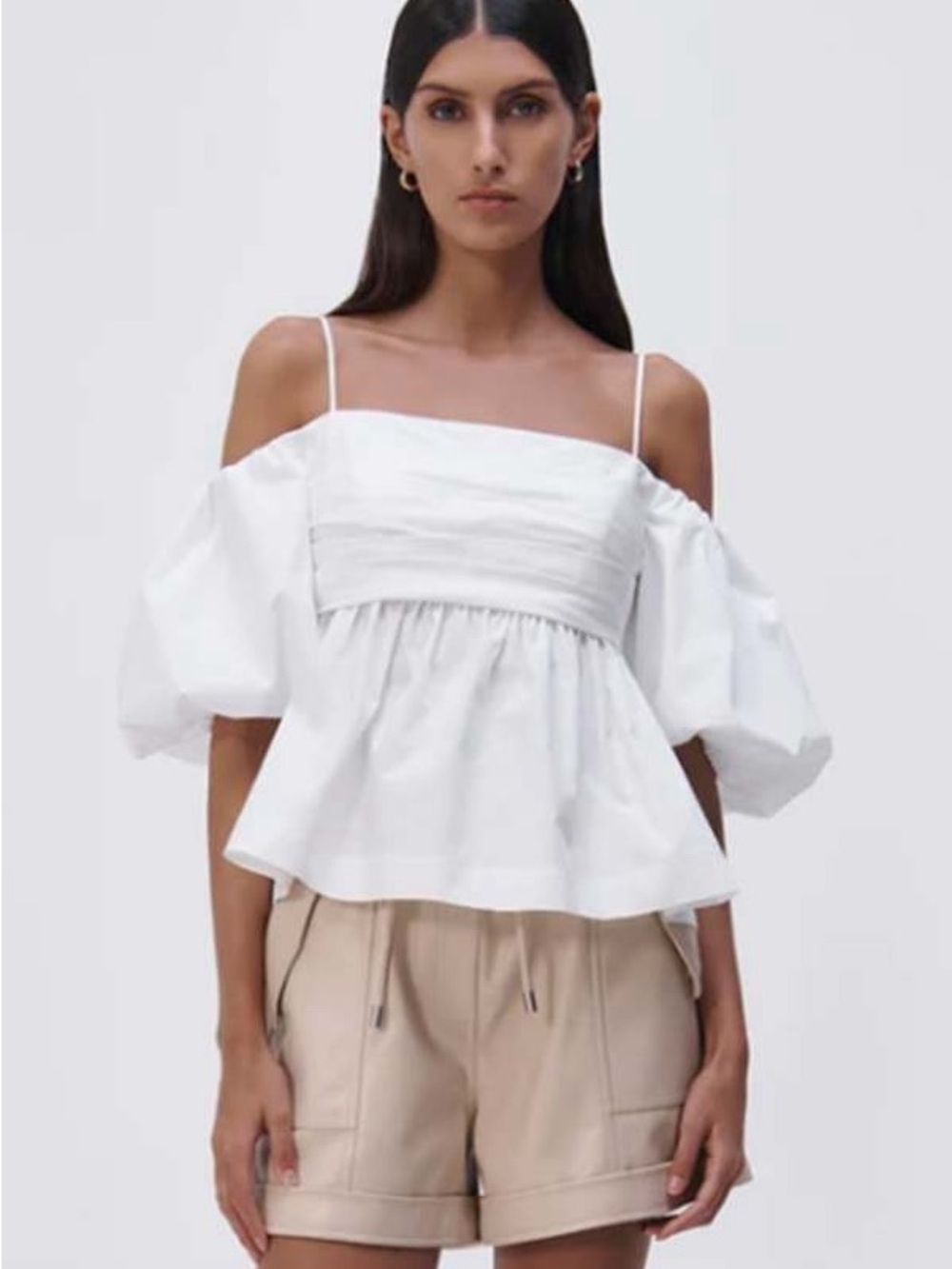 Jonathan Simkhai White Poplin Tala Top Sz 2